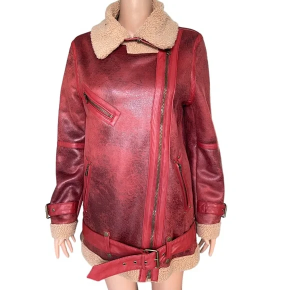 NEW Urban Outfitters Oversized Faux Leather Aviator Jacket